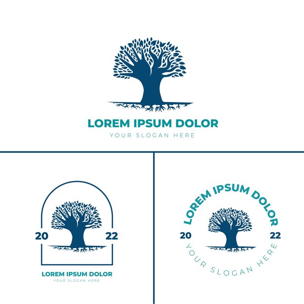 Hayat ağacı logo çizim şablonu koleksiyonu