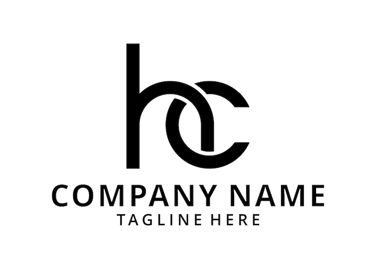 Vektör hc ch bağlantılı daire küçük harf monogram ilk harfi logo