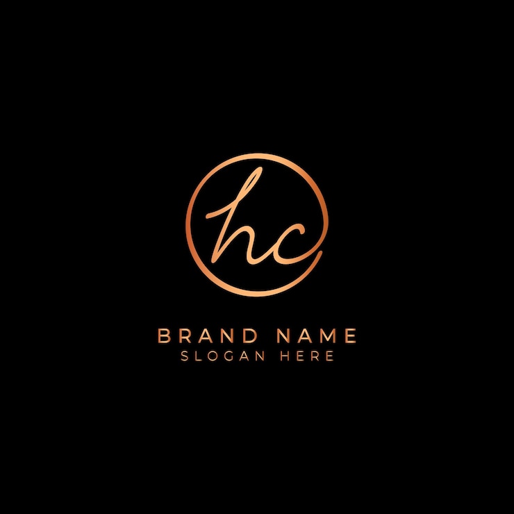 Vektör hc initial letter signature logo alphabet hc in round shape