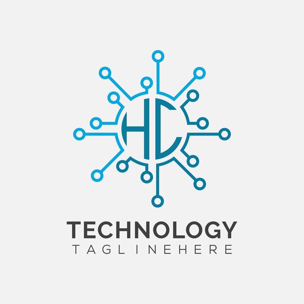 hc initial monogram for technology logo with circle style design