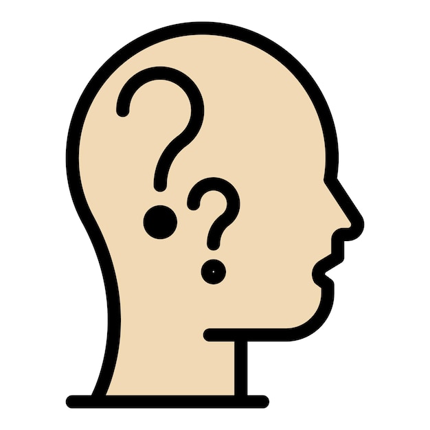 head question task icon outline head question task vector icon color flat isolated