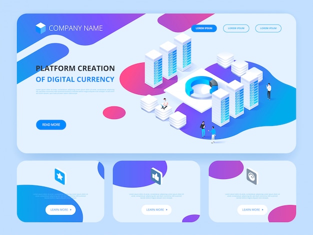 Header for Website. Cryptocurrency and blockchain. Platform creation of digital currency.
