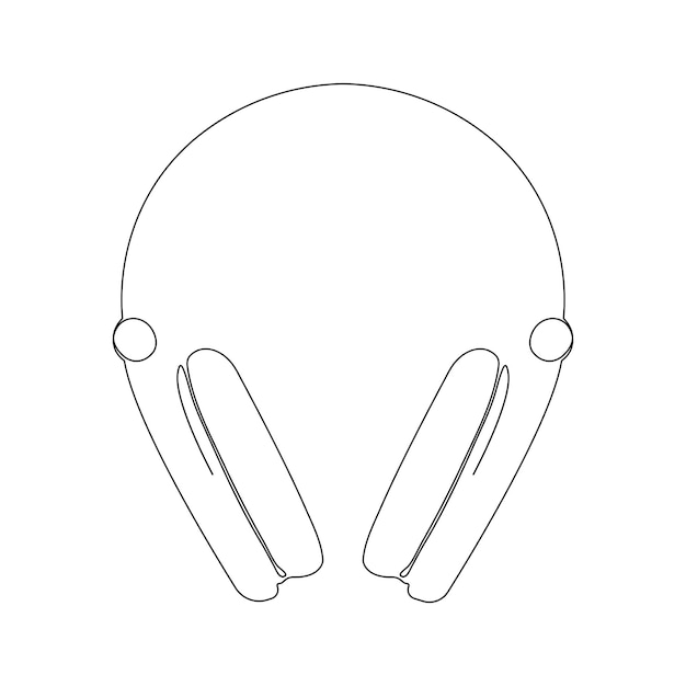 Headphone oneline continuous outline vector art drawing and simple one line illustration design