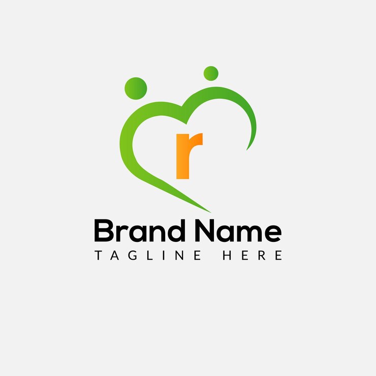 Vektör health logo on letter r sign health icon with logotype concept
