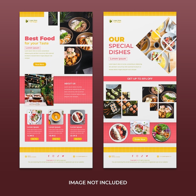 Healthy food restaurant newsletter template