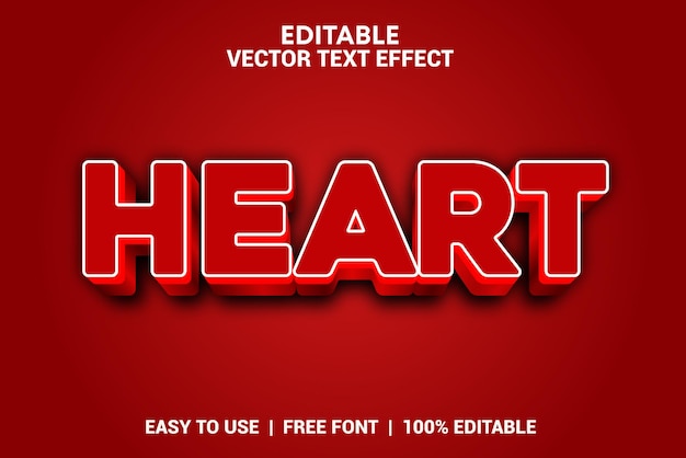 heart editable 3d text effect with background