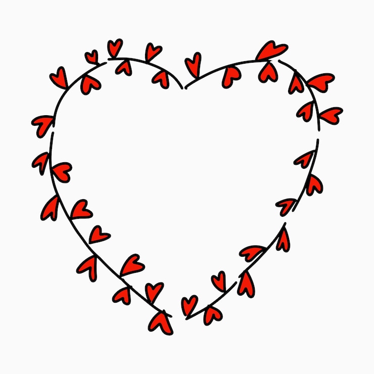 Vektör heart flower garland element love valentine decoration romantic wedding greeting illustration