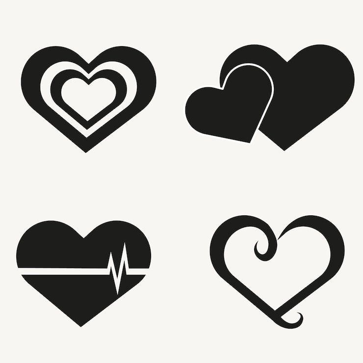 Vektör heart icon vector set on a white background