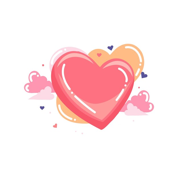 Heart with love in flat style isolated on background