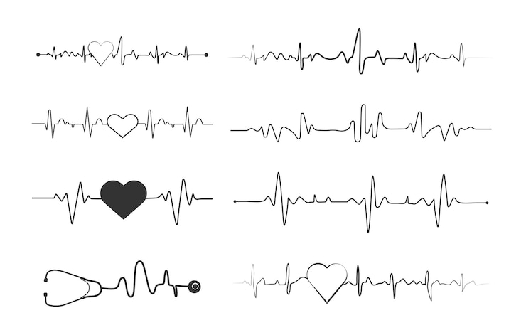 Vektör heartbeat silhouette ekg heartbeat silhouette