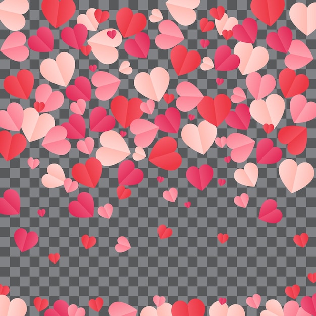 hearts confetti splash on transparent background magic vector waves with particles isolated