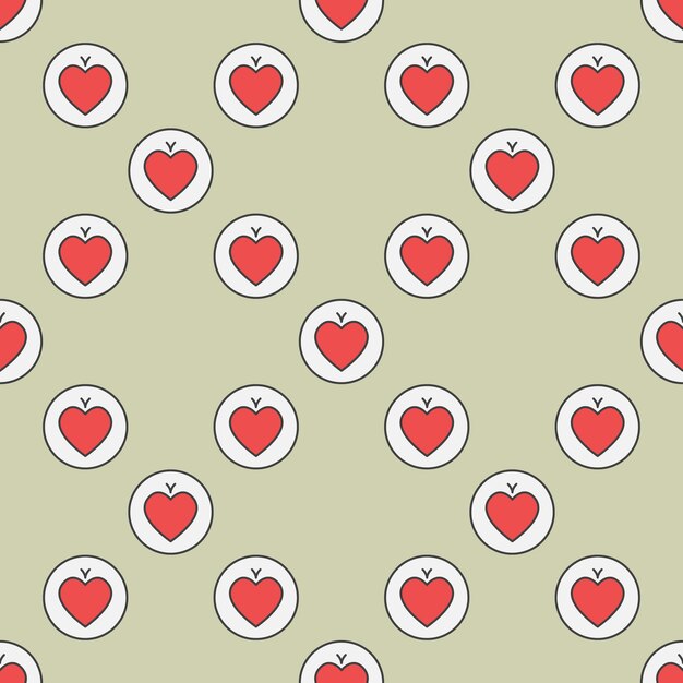 Hearts Playing Card Suit in Circle vector colored seamless pattern