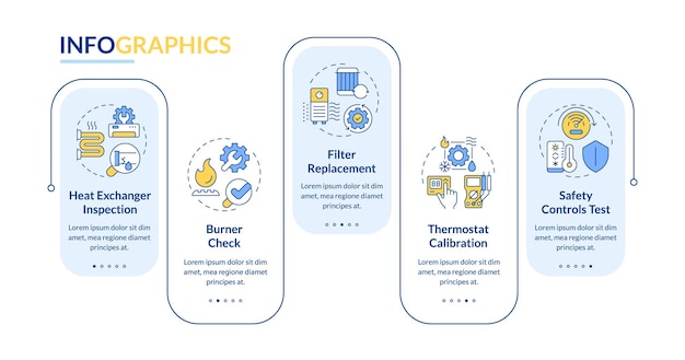 Heating inspection blue rectangle infographic template
