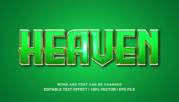 Heaven editable text effect template green gold luxury style typeface