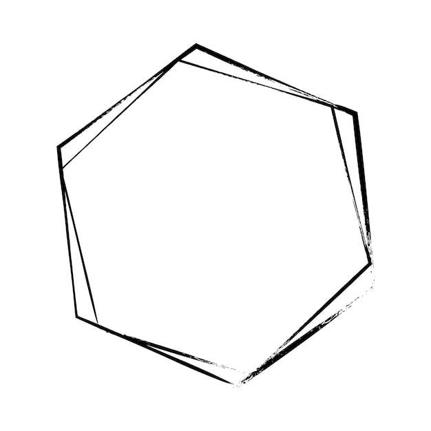 Heksagon grunge tekstur element ramme kant form ikon til dekorativ vintage doodle