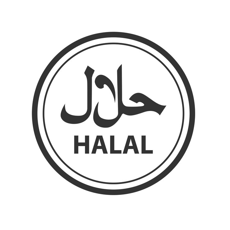 Vektör helal logo. helal rozeti, yuvarlak damga ve vektör logo. helal işareti designı