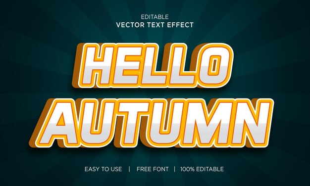 hello autumn editable 3d text effect with premium vector