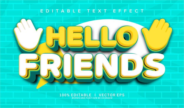 hello friends vector text effect with modern style design