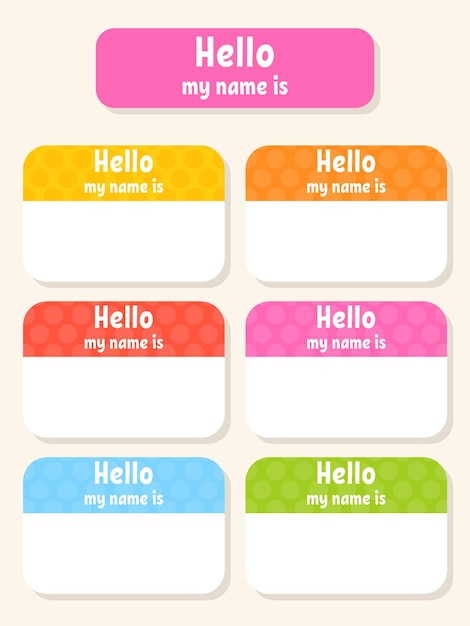 hello name badge bright stickers rectangular label
