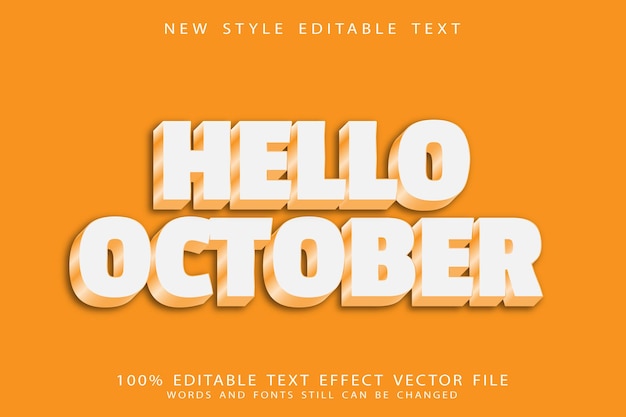 Hello october editable text effect emboss modern style