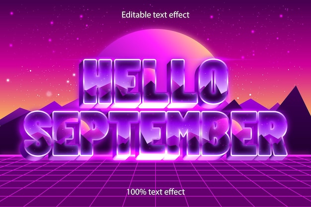 hello september editable text effect retro style