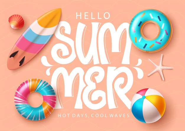 Hello summer background clipart banner design Summer greeting text in brown background