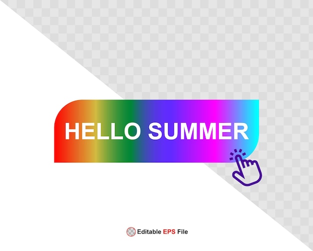 Hello summer button sun and sale Vector minimalistic illustration of sun rays