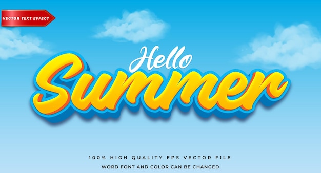 Hello summer text effect 3d style