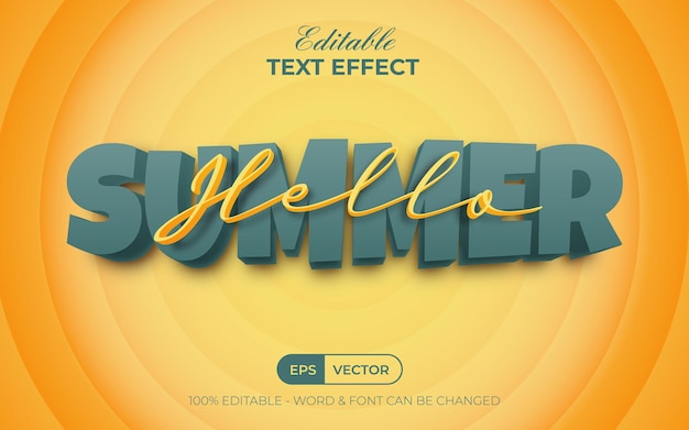 hello summer text effect cartoon style editable text effect