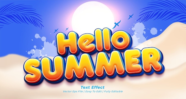 Hello summer text effect with editable 3d text style