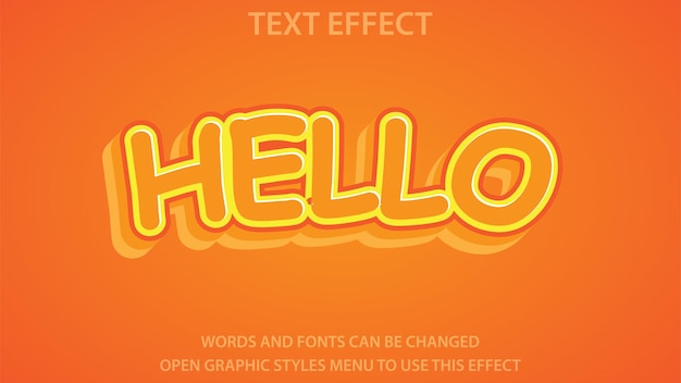 Hello text effect template. Editable. EPS 10