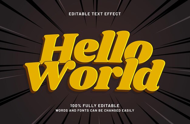 hello world editable text effect