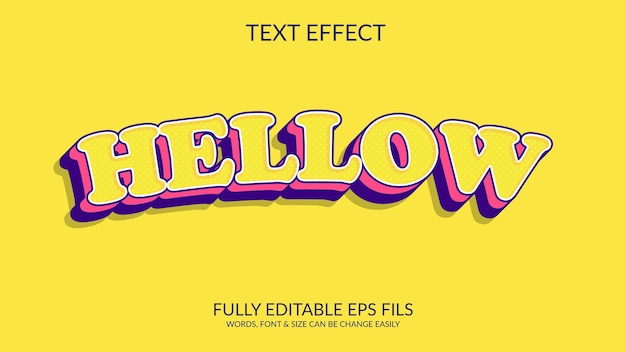 Hellow 3D Fully Editable Eps Vector Text Effect