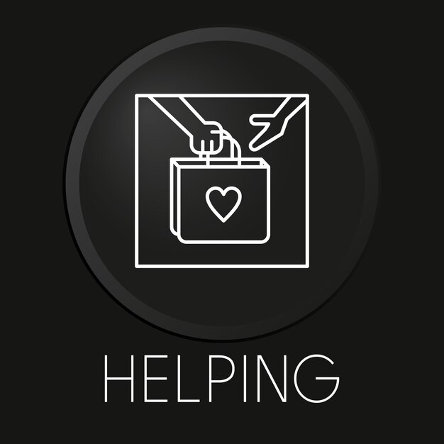 helping minimal vector line icon on 3d button isolated on black background premium vectorxdxa
