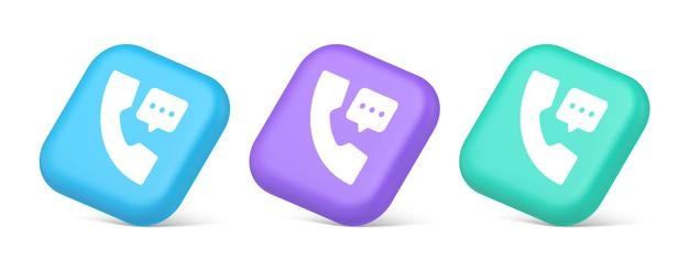 Helpline assistance chat consulting telephone customer support button 3d realistic icons