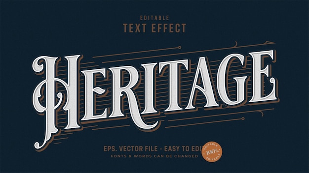Heritage text victorian style editable text effect