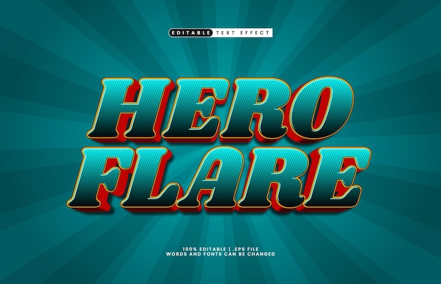 hero flare editable text effect with a kids and play text style