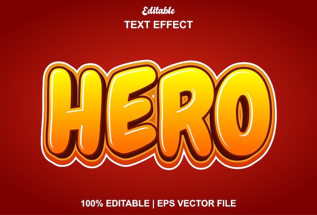 hero text effect with orange color editable