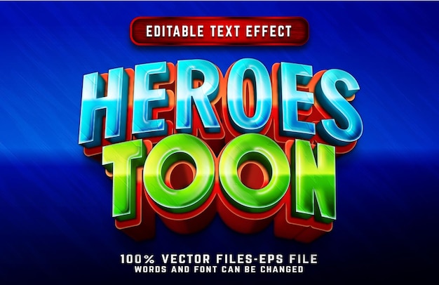 Heroes toon 3d cartoon text effect premium vectors