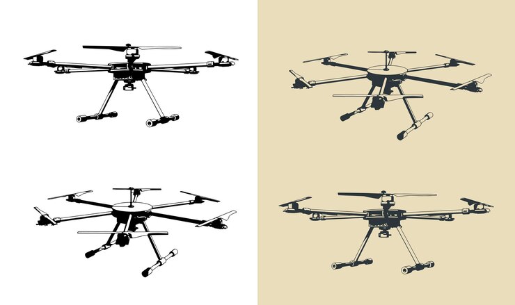 Vektör hexacopter stylized illustrations