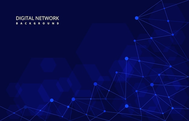 hexagon digital network connection internet computer technology background