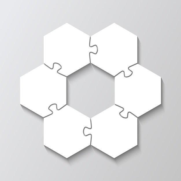 hexagon info graphic with 6 steps in circle diagram puzzle business presentation pieces infographic