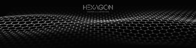 Hexagon wave vector template modern d graphic geometric background digital technology web flow abstr...