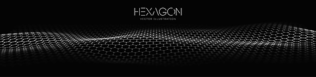 Hexagon wave vector template modern d graphic geometric background digital technology web flow abstr...