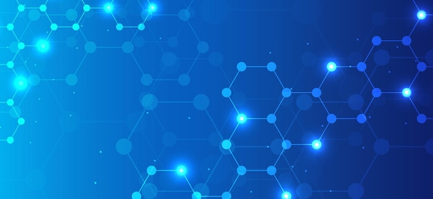 Hexagons pattern blue background Genetic research molecular structure