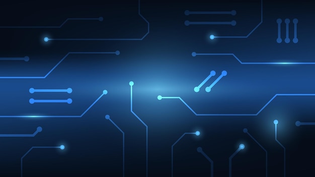 hi tech digital circuit board ai pad and electrical lines connected on blue lighting background