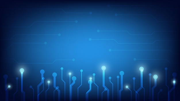 Hi tech digital technology circuit board ai pad and electrical lines on blue lighting background