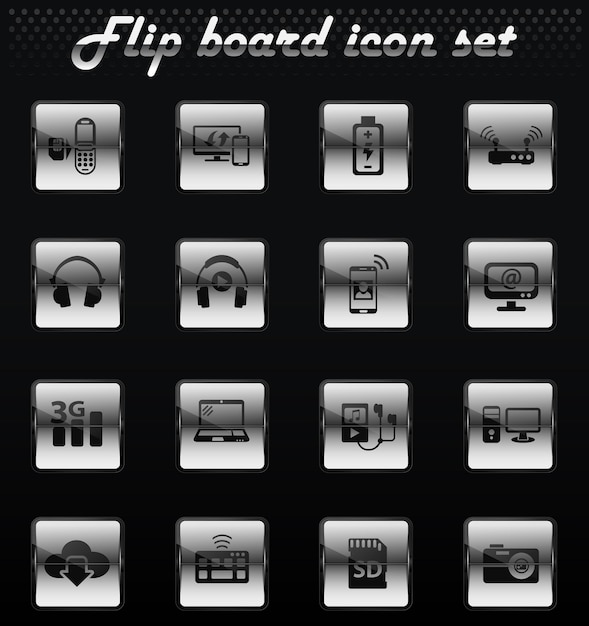 Hi tech vector flip mechanical icons for user interface design