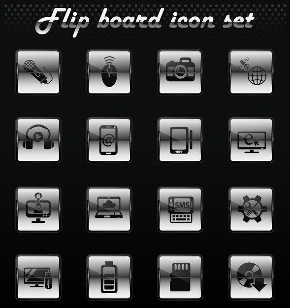 Hi tech vector flip mechanical icons for user interface design