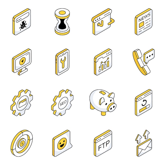 High quality icons of web and marketing are here Premium det for web sites